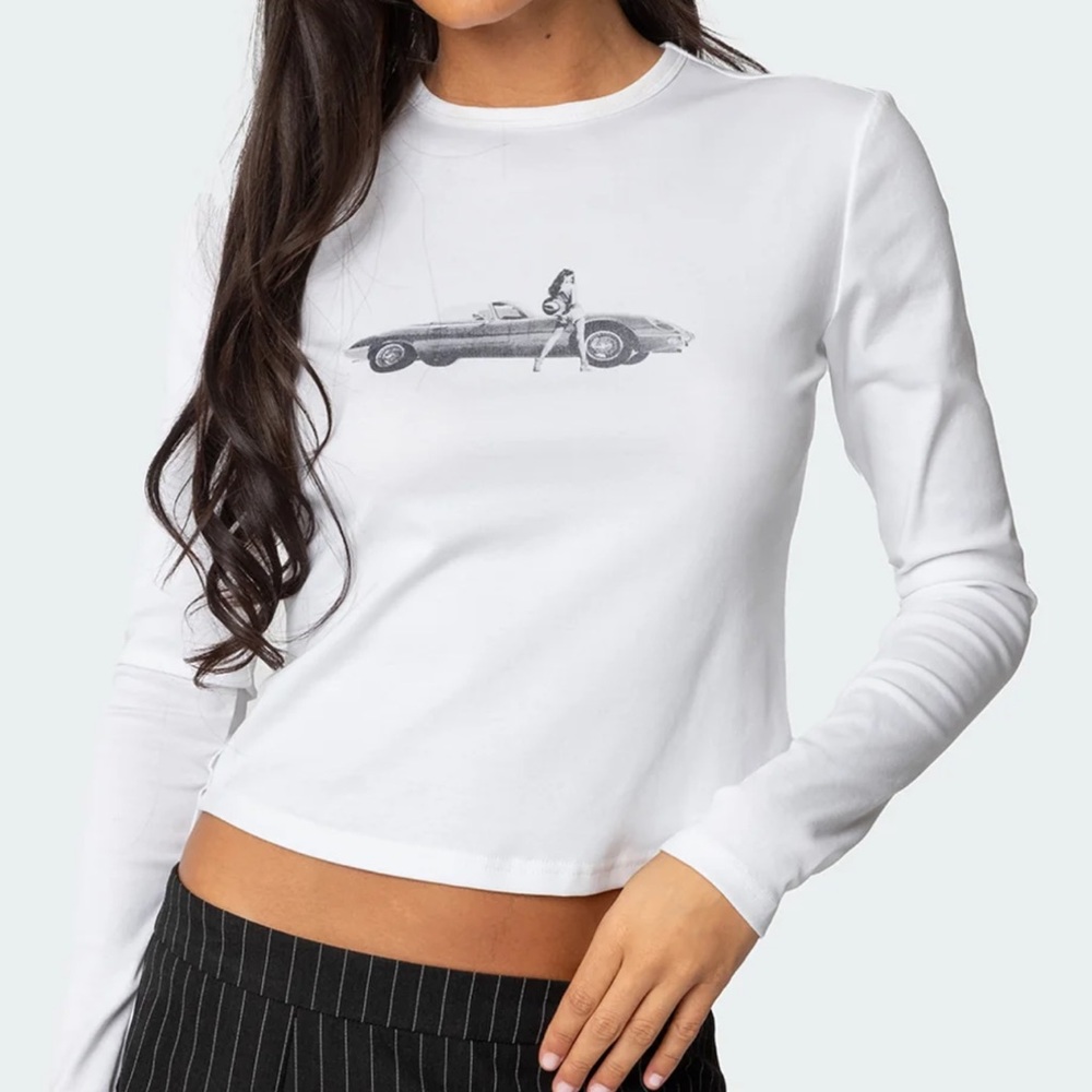 Edikted Classic White Long Sleeve Top